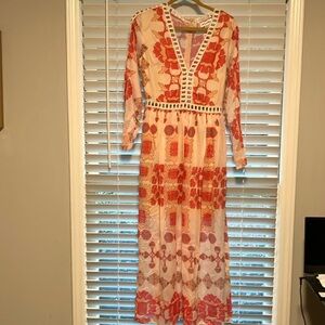 Floral Pink and White Maxi Dress